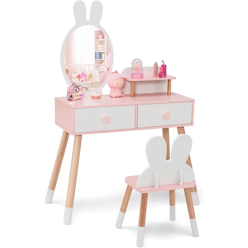 Beauty Makeup Table - طاولة مكياج للأطفال بتصميم أرنب، طاولة