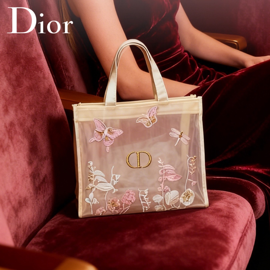 Beauty Makeup Bag - حقيبة كريستيان ديور الفاخرة شبه الشفافة