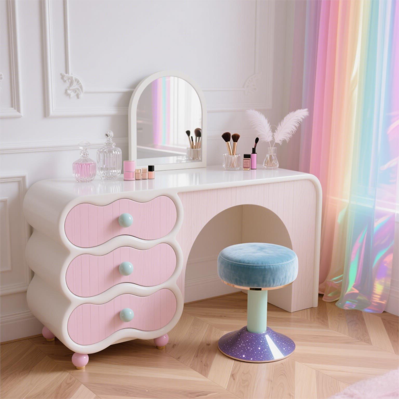 Beauty Makeup Table - الوردي تصميم الغرور الجدول النساء الأوروبي
