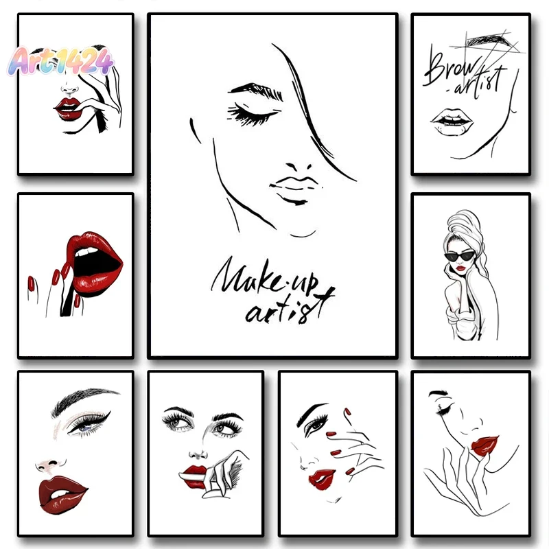 Makeup Is Beauty Quotes - ملصق مكياج أنيق، لوحة فنية جدارية