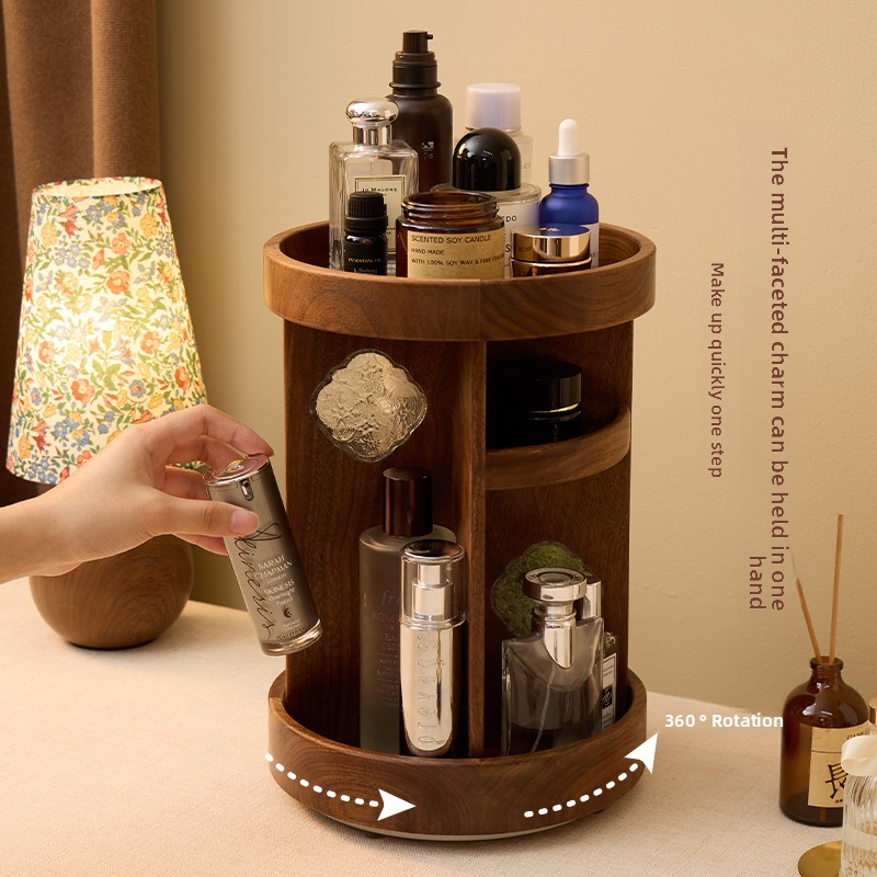منظم مكياج دوار من الخشب الصلب - مراجعة Beauty Makeup Table وسعره