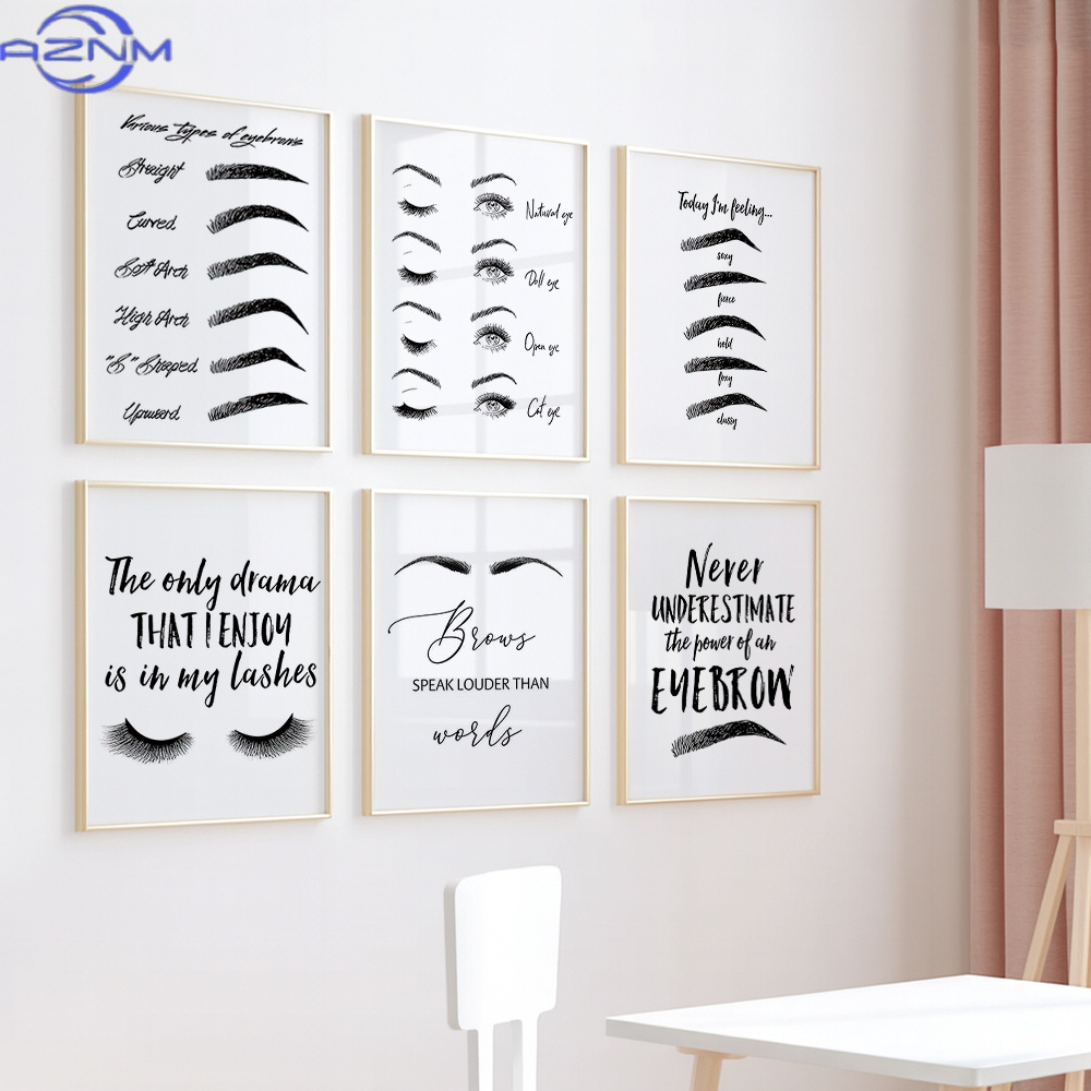 مجموعة من 6 لوحات فنية جدارية  - مراجعة Makeup Is Beauty Quotes وسعره