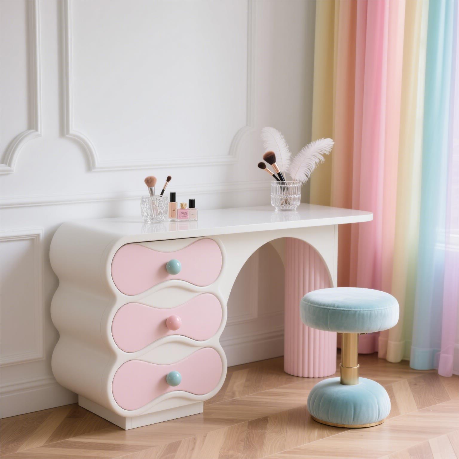 الوردي تصميم الغرور الجدول الن - مراجعة Beauty Makeup Table وسعره
