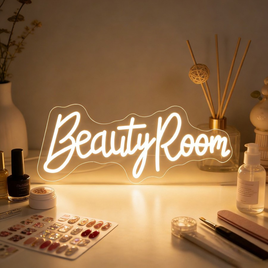 لافتة نيون لغرفة التجميل، إضاء - مراجعة Beauty Makeup Table وسعره