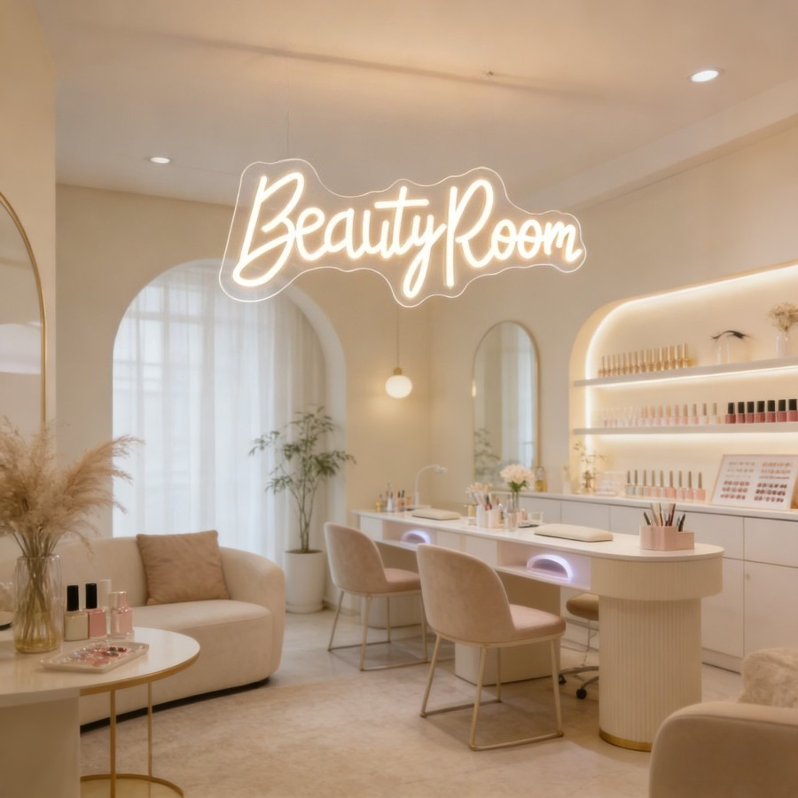 لافتة نيون لغرفة التجميل، إضاء - مراجعة Beauty Makeup Table وسعره
